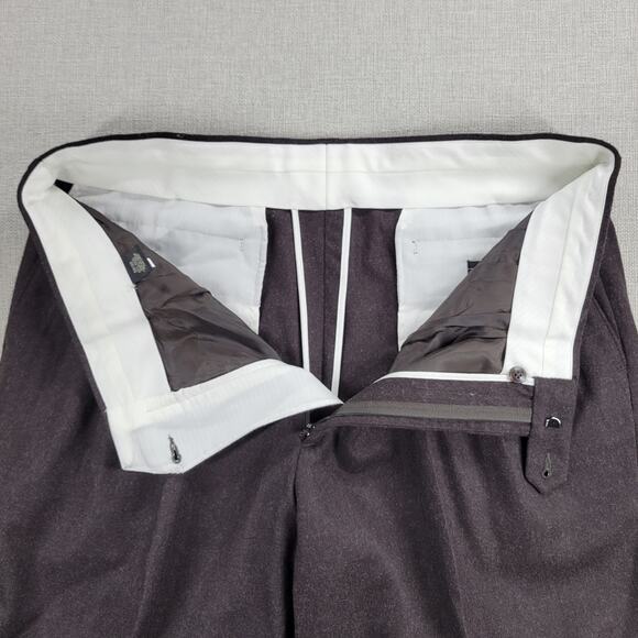 Andrew Fezza Mens Work Pants Size 38/30 Brown Wool Pleated Cuffed Straight Leg - Picture 11 of 12